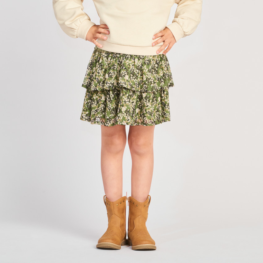 Falda con vuelo estampado floral niña 