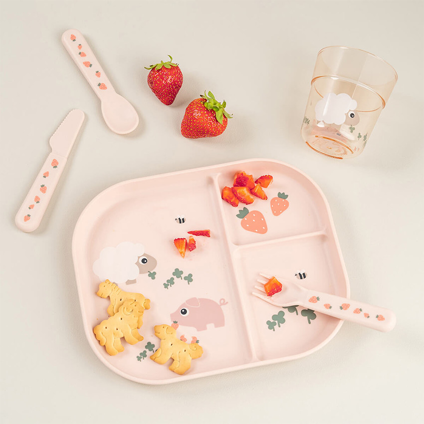 Plato compartimentos foodie Tiny Farm Rosa  