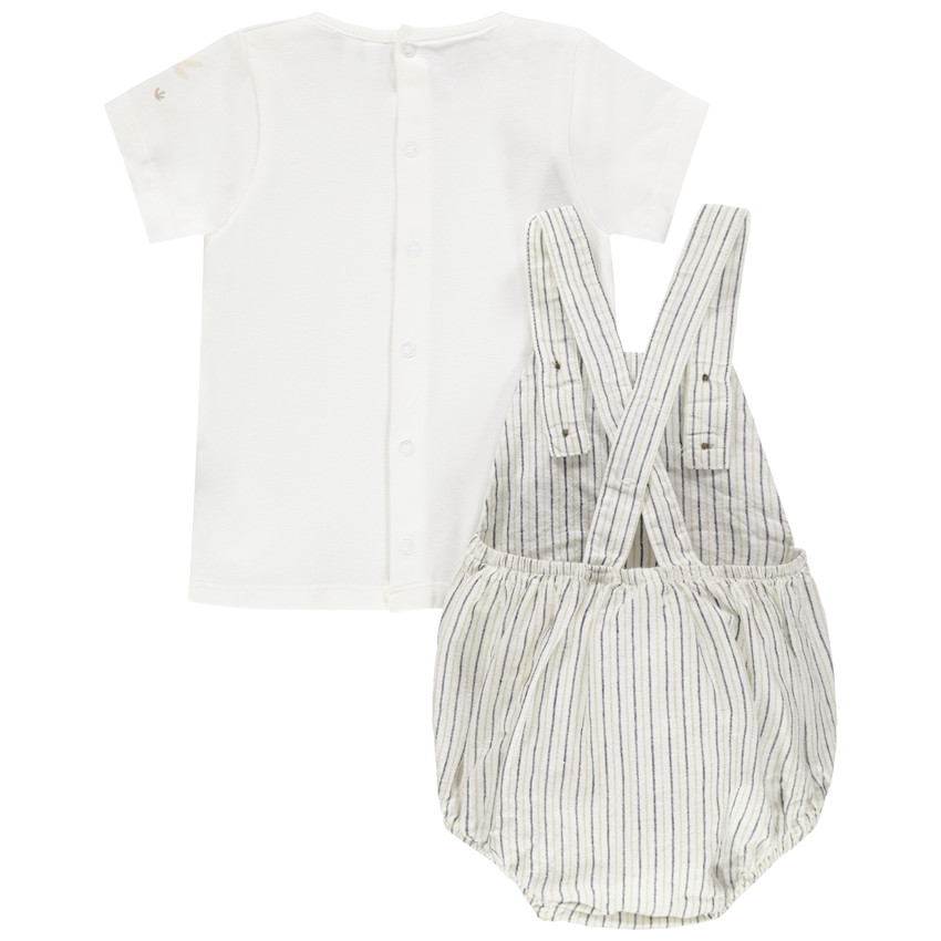 Conjunto de peto de rayas y camiseta con botones a presión 