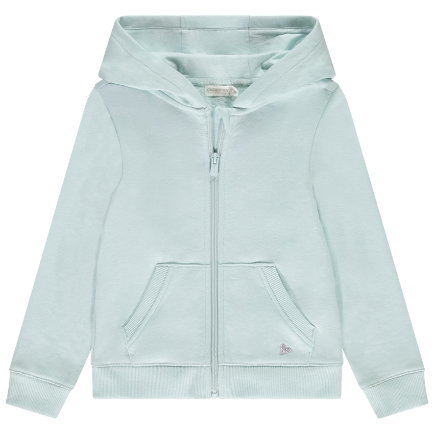 Chaqueta de felpa lisa con capucha y bolsillos para niña 