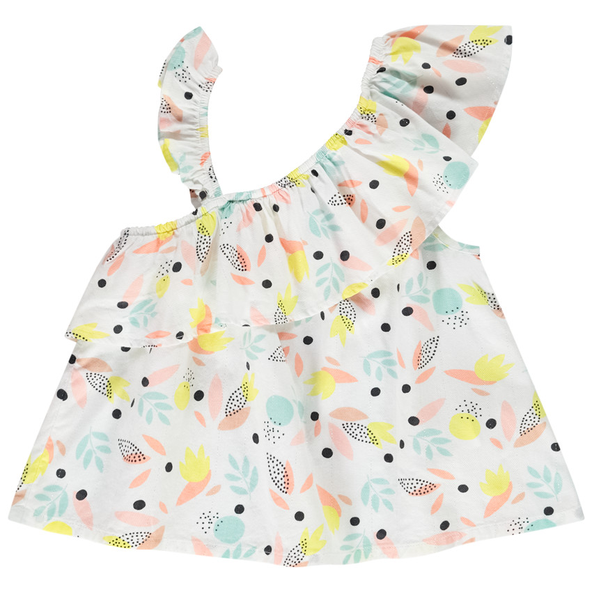 Túnica asimétrica estampada hojas para niña 