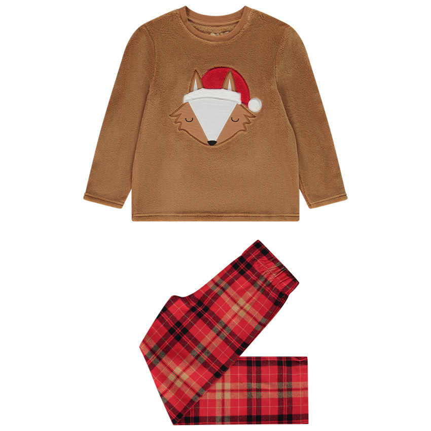 Pijama de 2 piezas con parche de reno navideño para niño 