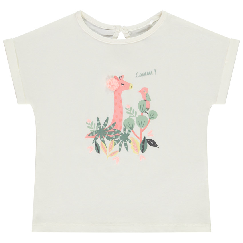 Camiseta de manga corta con estampado de jirafa para bebé niña 