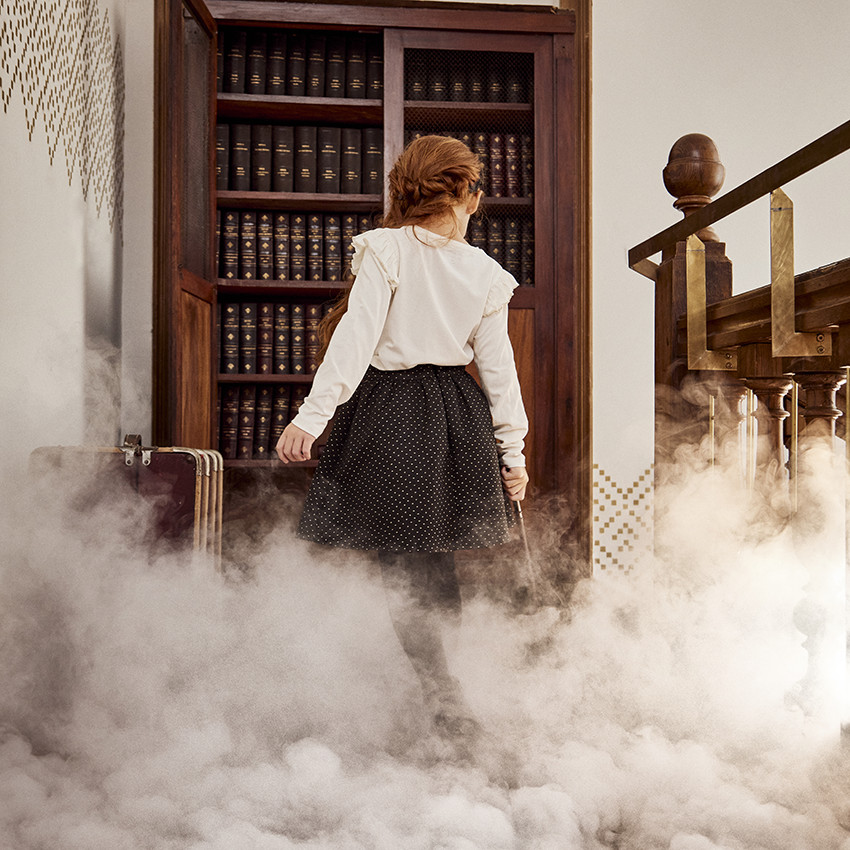 Falda de jacquard con estampado de estrellas lurex para niña 