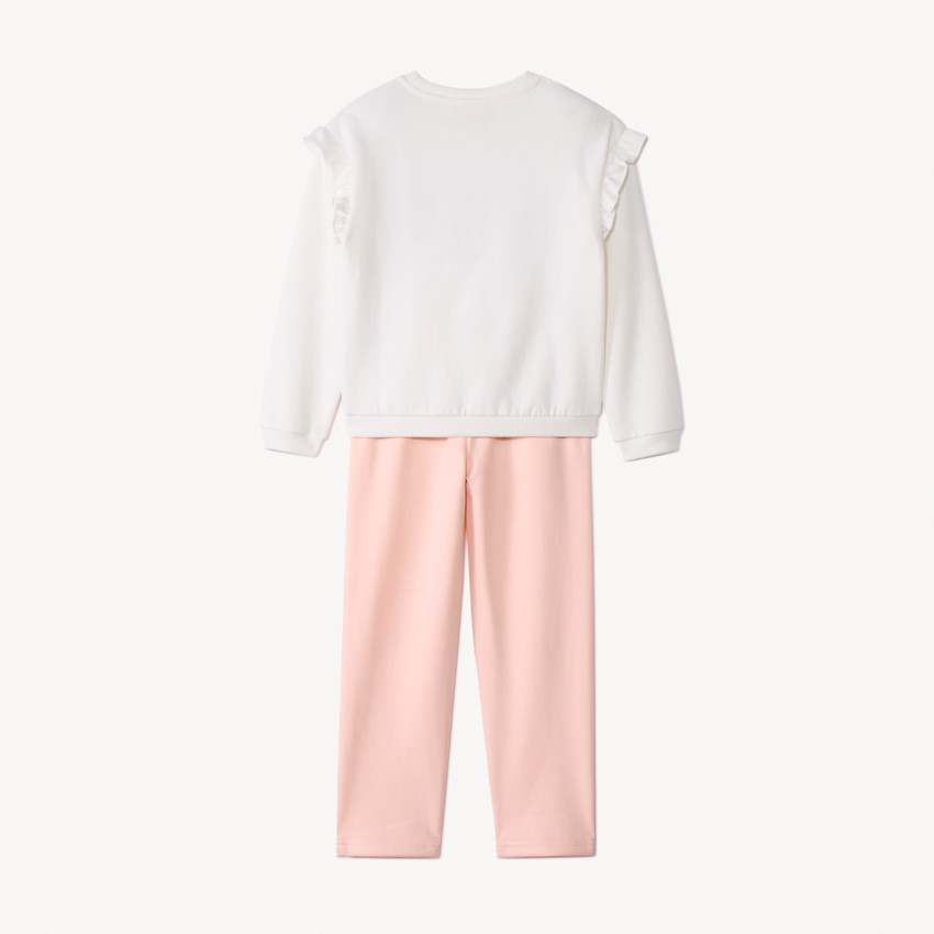 Conjunto de chándal con bordado floral para niña 