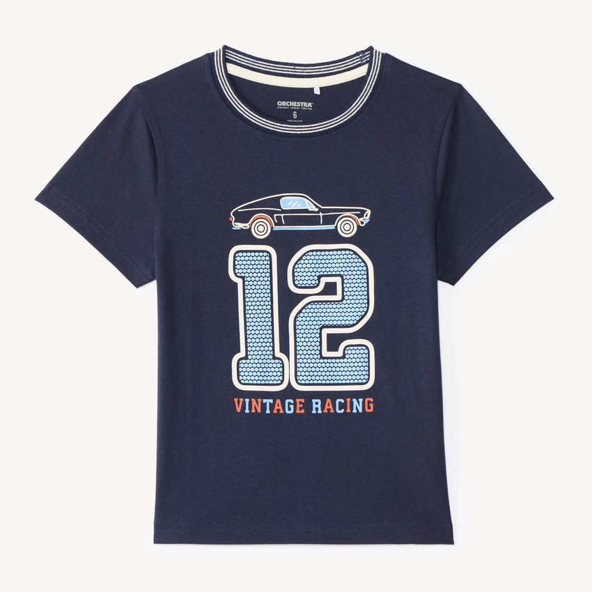 Camiseta de manga corta con estampado de coche para niño 