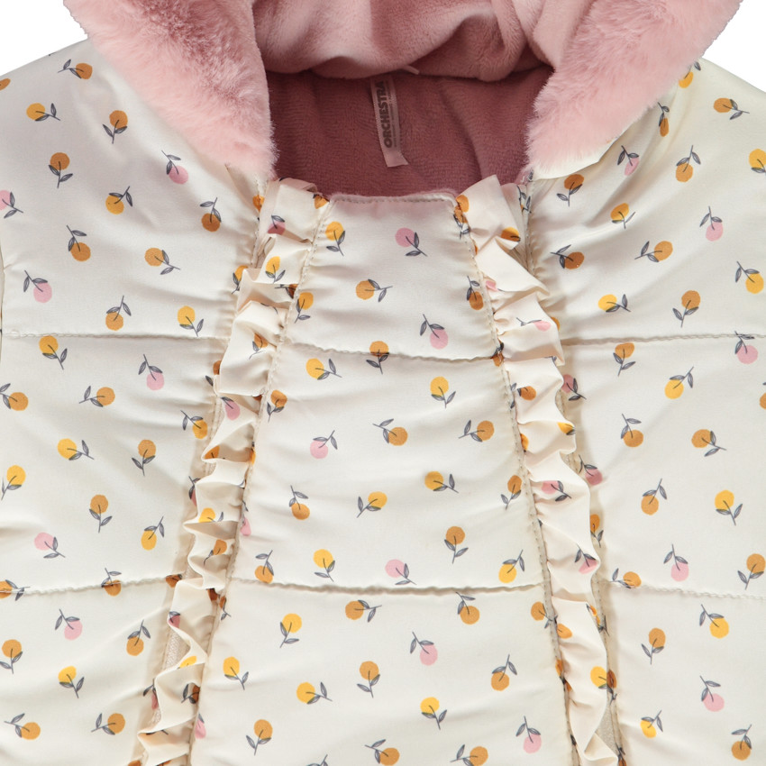 Mono con capucha de microfibra con estampado de flores para bebé niña 