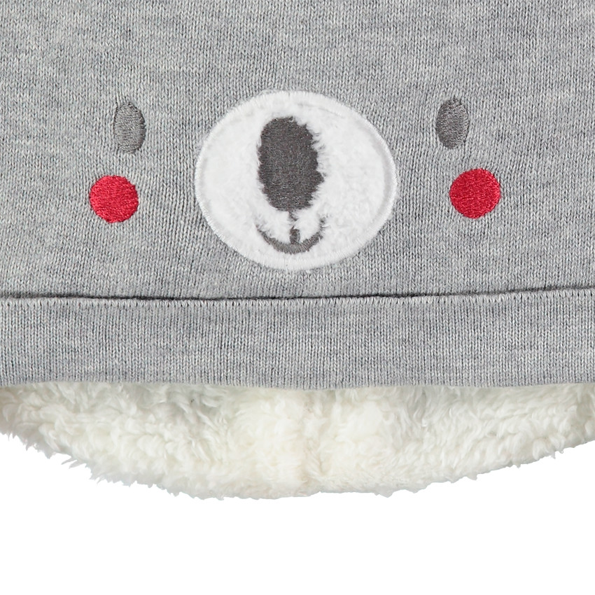 Gorro de punto con forro de borreguillo de koala con orejas de relieve 