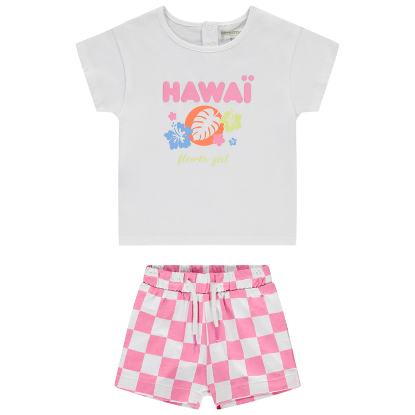Conjunto de 2 piezas con short de estampado de tablero de ajedrez para niña  Additional Conjunto de 2 piezas con short de estampado de tablero de ajedrez para niña