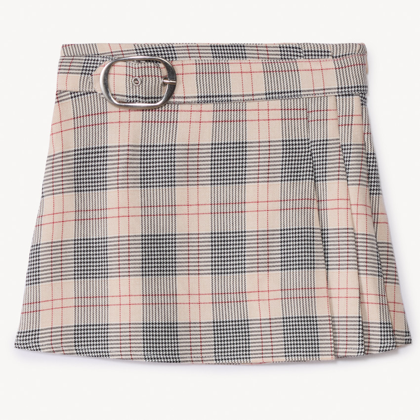 Jupe courte milano à carreaux et boucle pour fille 