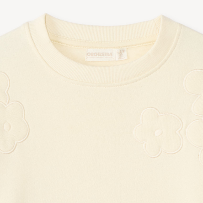Sudadera de felpa con bordado floral para niña 