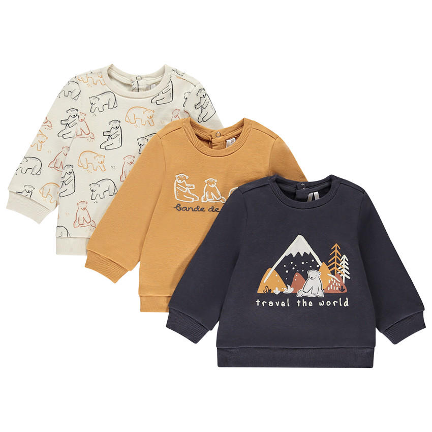 Lote de 3 sudaderas de felpa con motivos para bebé niño  Additional Lote de 3 sudaderas de felpa con motivos para bebé niño