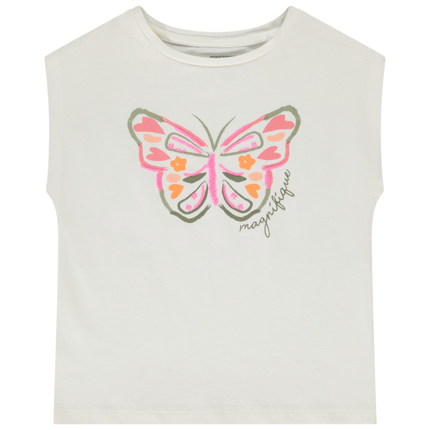 Camiseta manga corta motivo en cording niña 