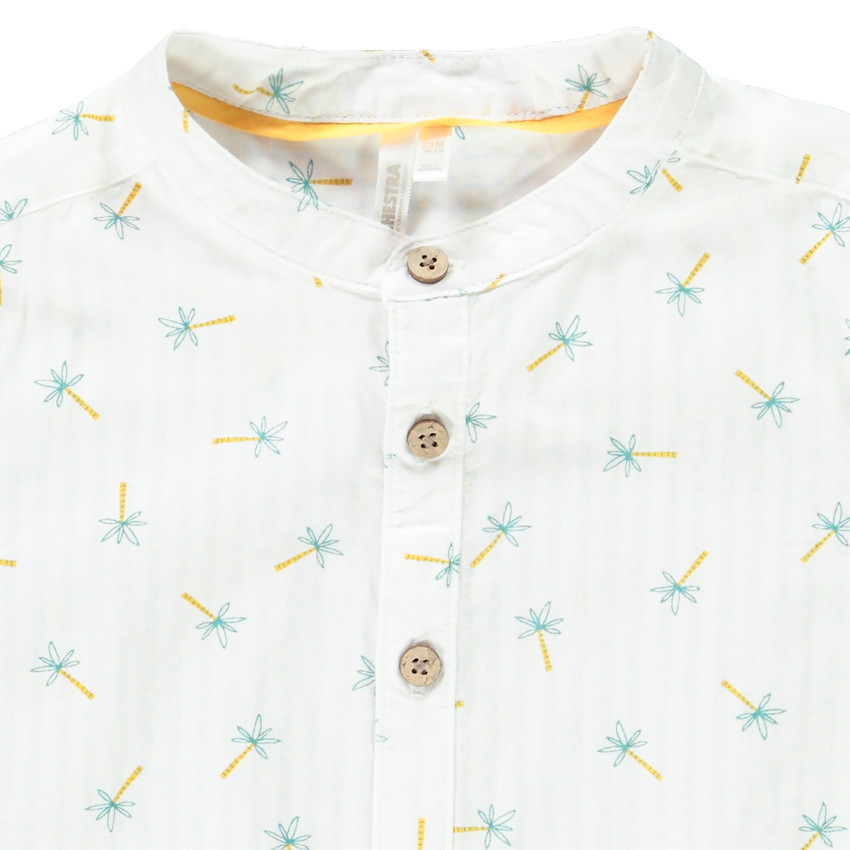 Camisa cuello mao print palmeras 