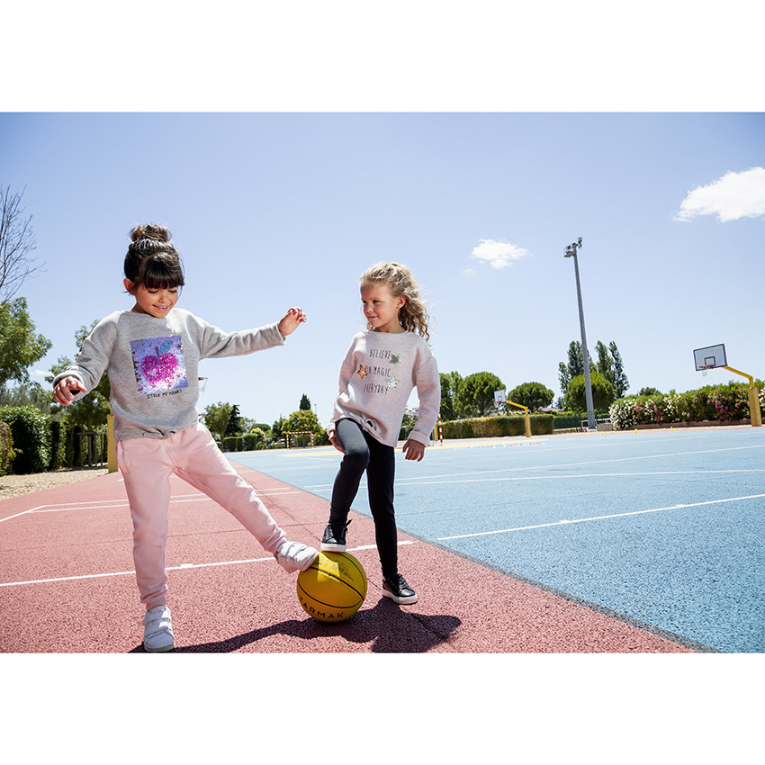 Pack de 2 leggings unis con pespuntes para niñas 