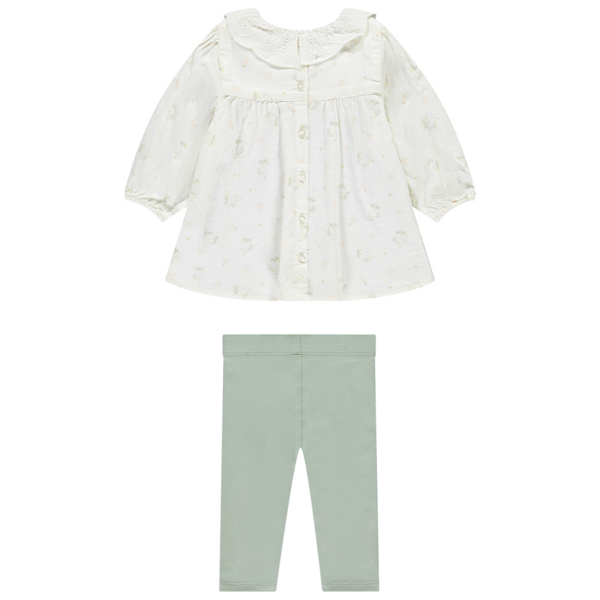 Conjunto de 2 piezas con blusa estampada de gatos para bebé niña 