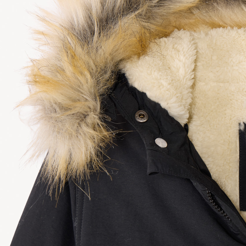 Parka con capucha y pelo sintético desmontable para niño 