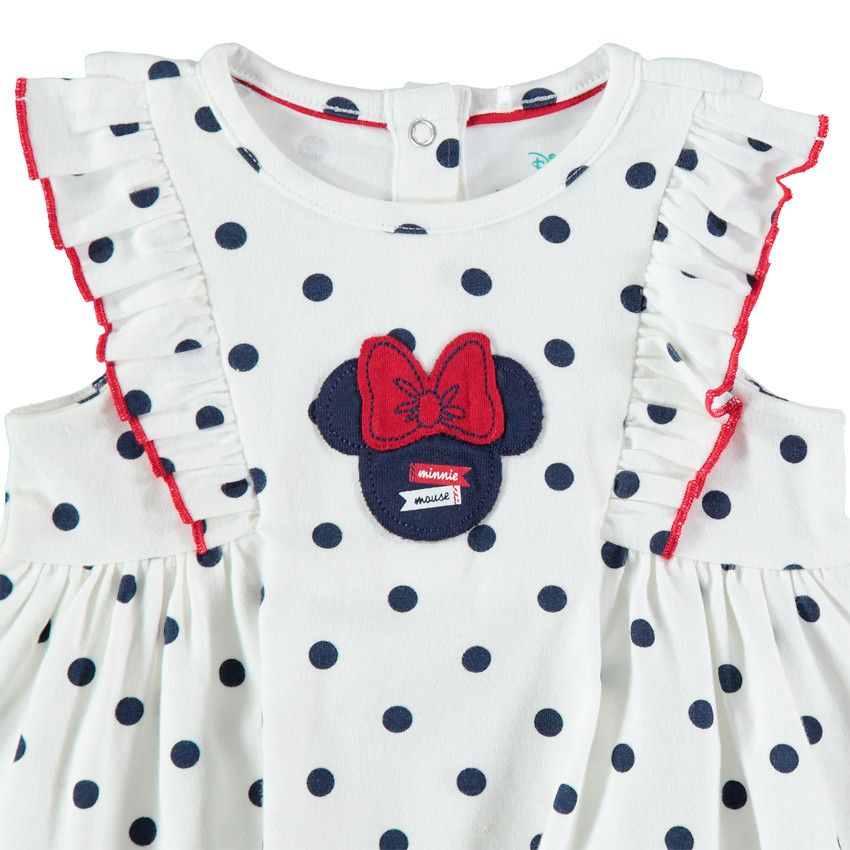 Conjunto de vestido con lunares Disney Minnie y pololo con volantes 
