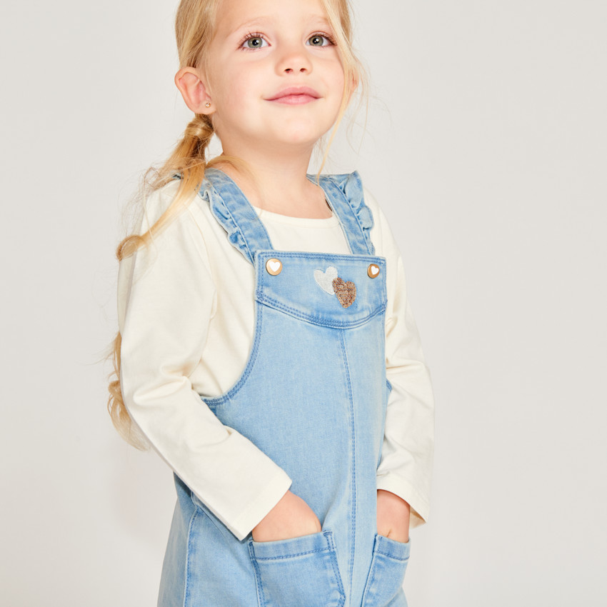 Vestido Peto Con Corazones Dorados Para Bebé Niña 