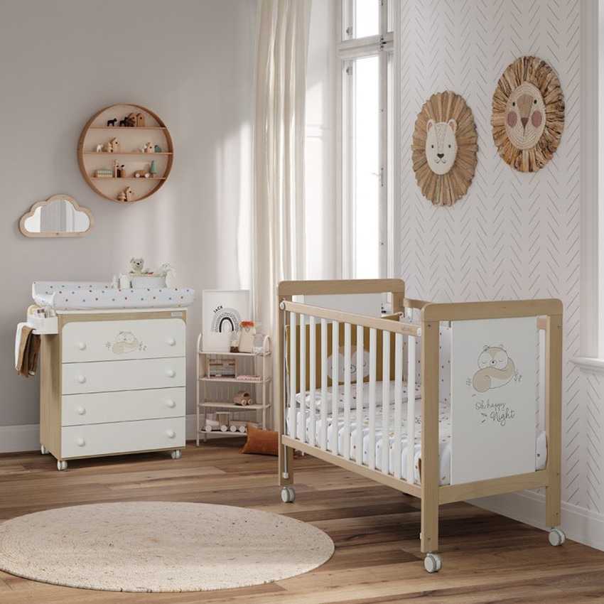 Cuna Happy 120x60cm blanco madera  