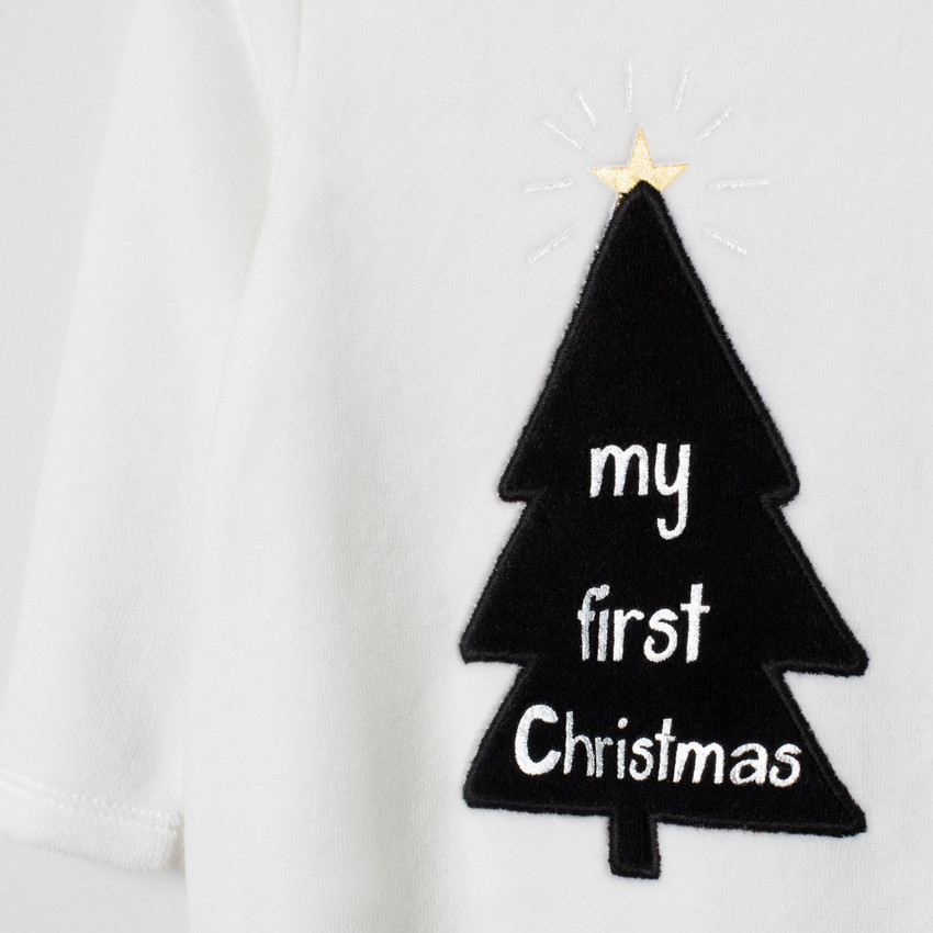 Pelele de terciopelo con estampado de árbol de Navidad para bebé 