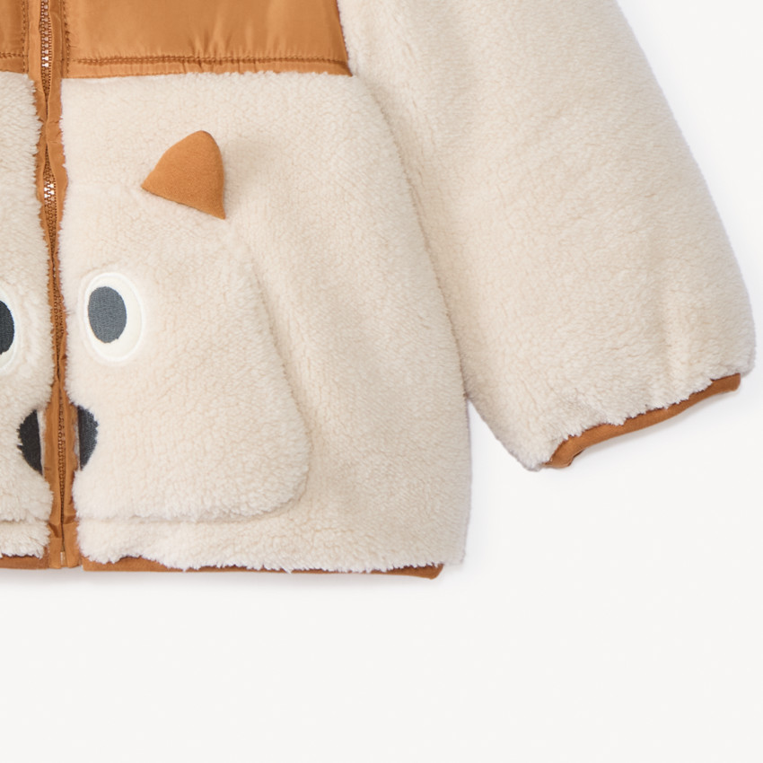 Veste ludique bi-matière à capuche pour bébé garçon 