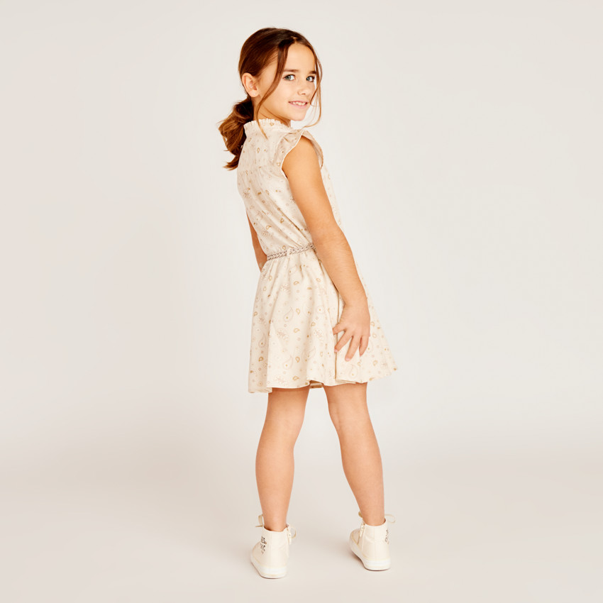 Vestido de manga corta estampado cachemir para niña 