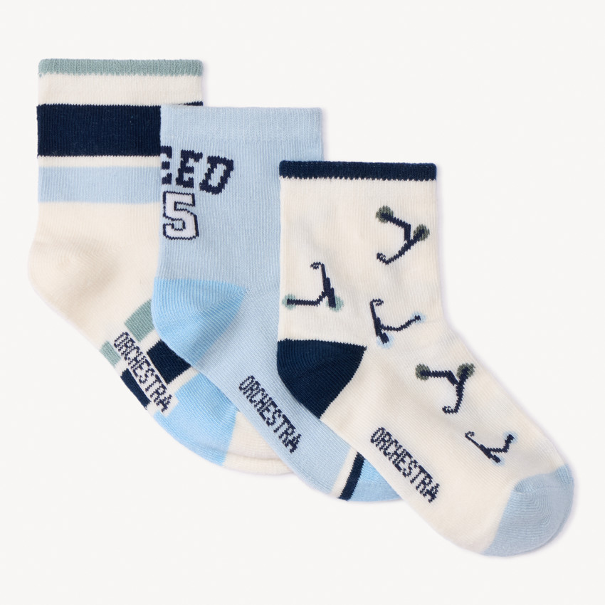 Pack de 3 pares de calcetines normales con motivos para niño 