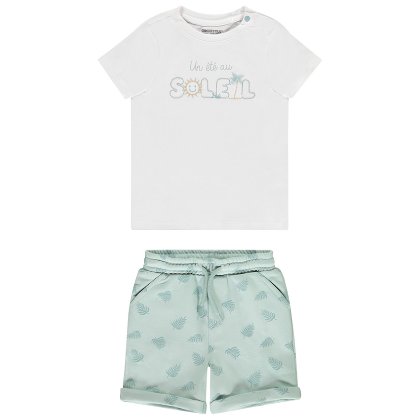 Conjunto de 2 piezas con bermudas estampadas para bebé niño 