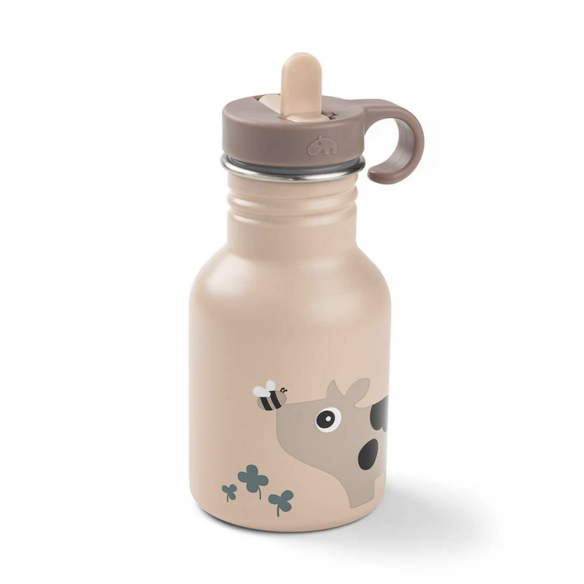  Botella acero inoxidable con pajita 350ml Tiny Farm rosa powder 