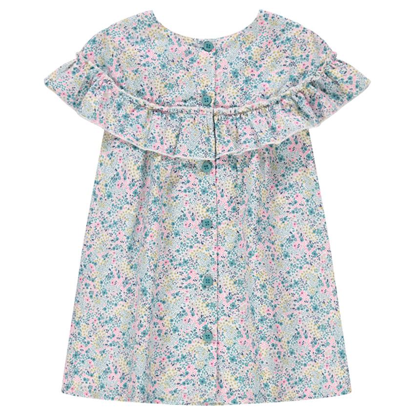 Vestido con volantes y flores estampadas all over 