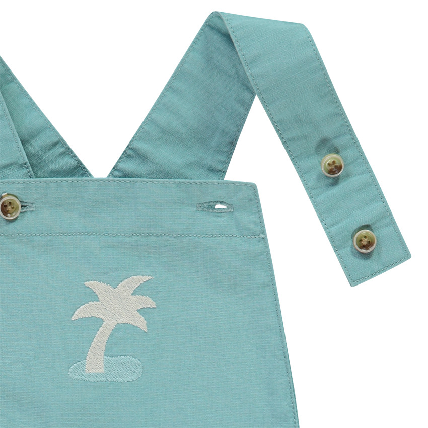 Salopette corta bordado palmera para bebé niño 