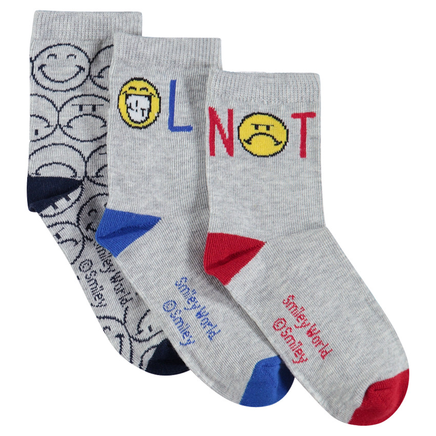 Juego de 3 pares de calcetines variados con motivos jacquard Smiley 