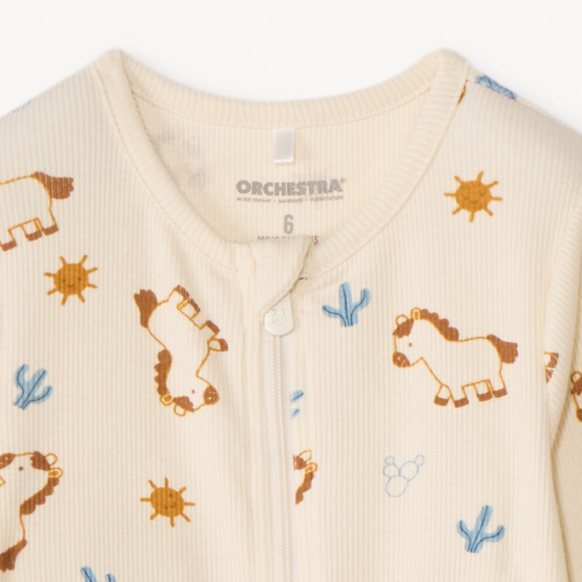 Pijama de canalé con estampado de caballos para bebé niño 