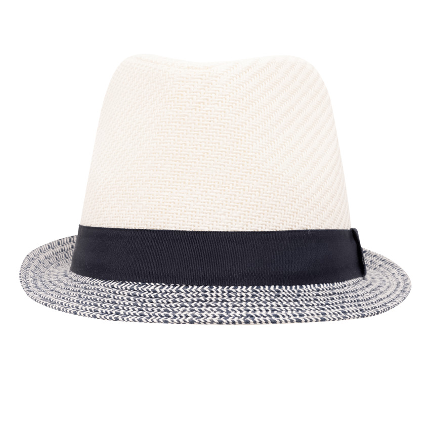 Sombrero Borsalino de paja bicolor con cinta tejida para niño 