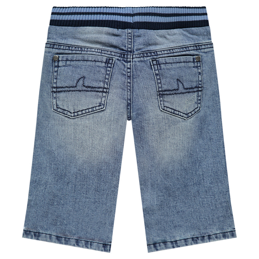 Bermudas vaqueros con cinturilla elástica e inscripción estampada 