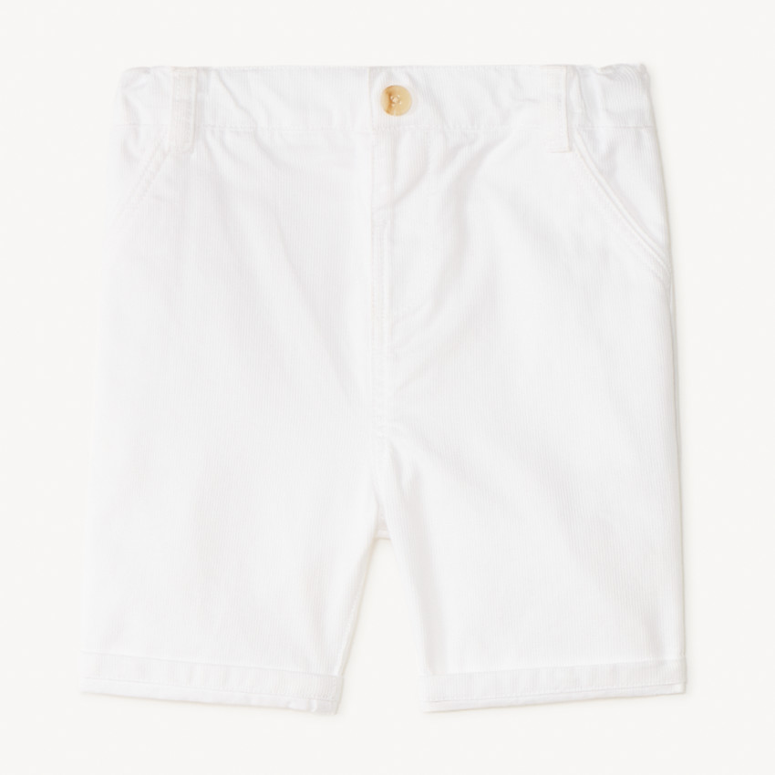 Bermuda de estilo chino con finas rayas tono sobre tono para bebé niño. 