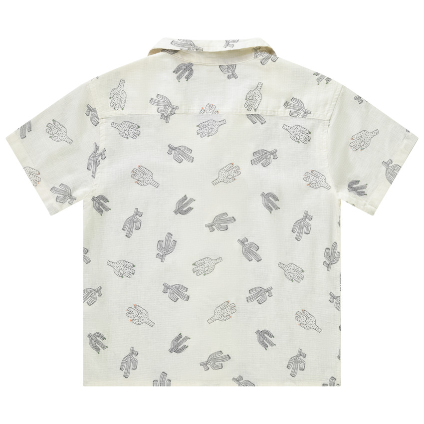 Camisa de manga corta con cuello cubano y estampado de cactus para niño 