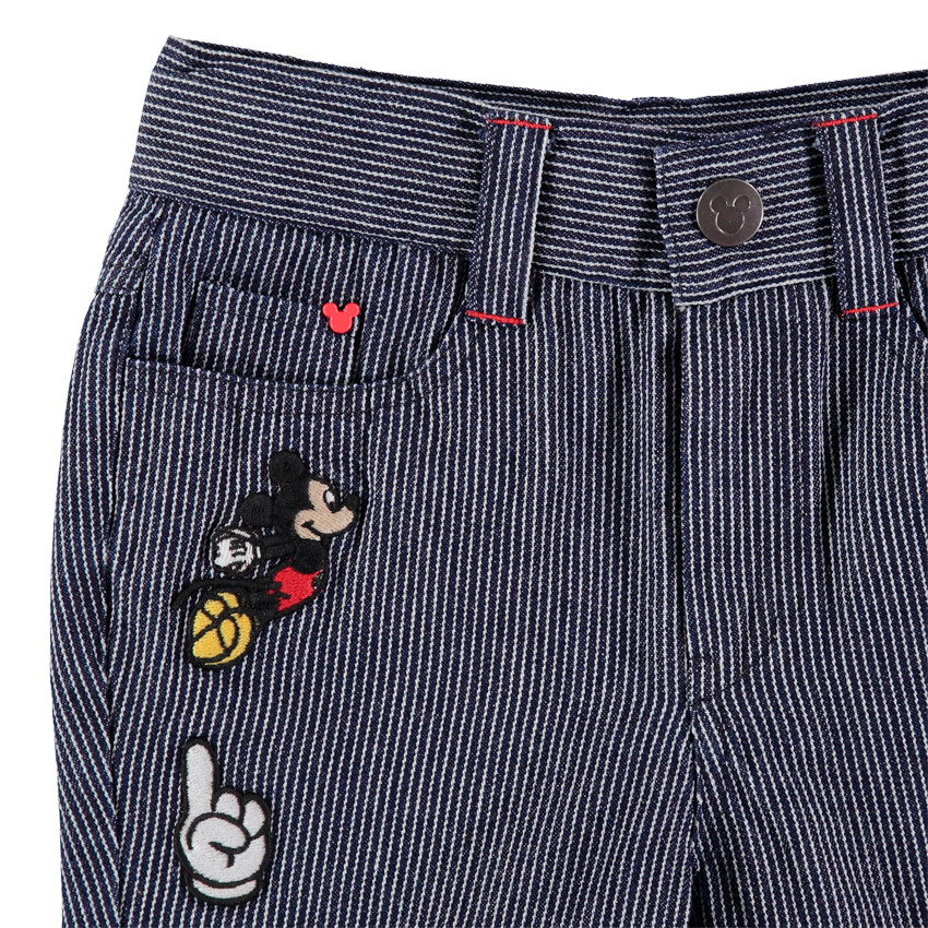pantalon corto de rayas finas y aplique Mickey Disney  Additional pantalon corto de rayas finas y aplique Mickey Disney
