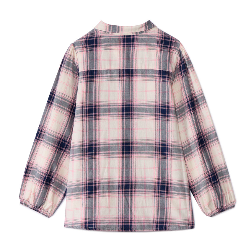 Camisa de manga larga de cuadros con volantes niña 