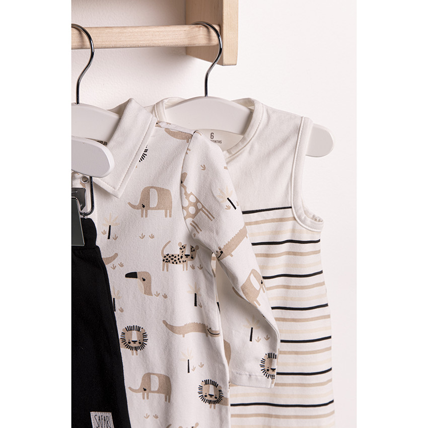 Mono corto de algodón ecológico con animales estampados all over 