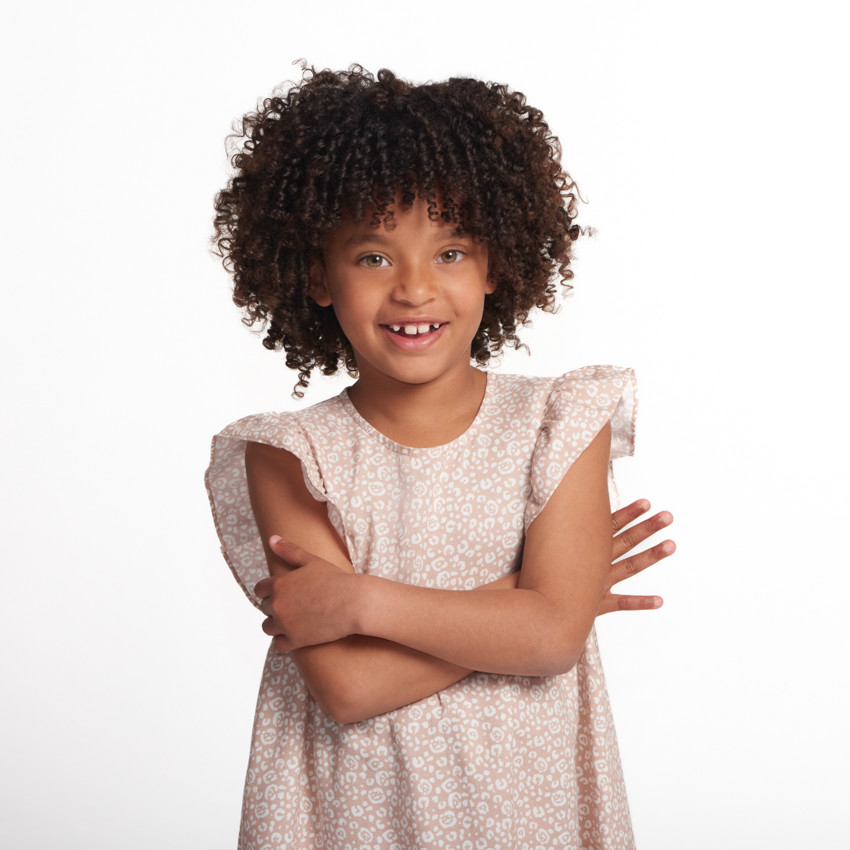 Vestido de manga corta con volantes y estampado moteado para niña  Additional Vestido de manga corta con volantes y estampado moteado para niña