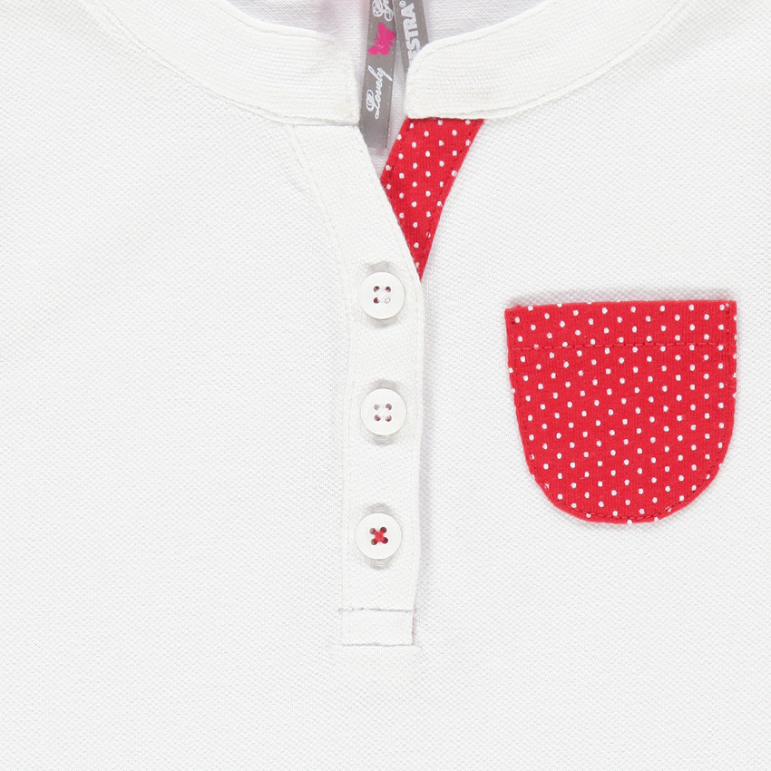 Vestido cuello polo manga con volantes y lazos 