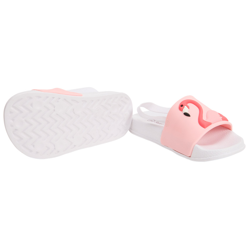 Chanclas con flamenco en relieve para niña con tira ajustable según talla 