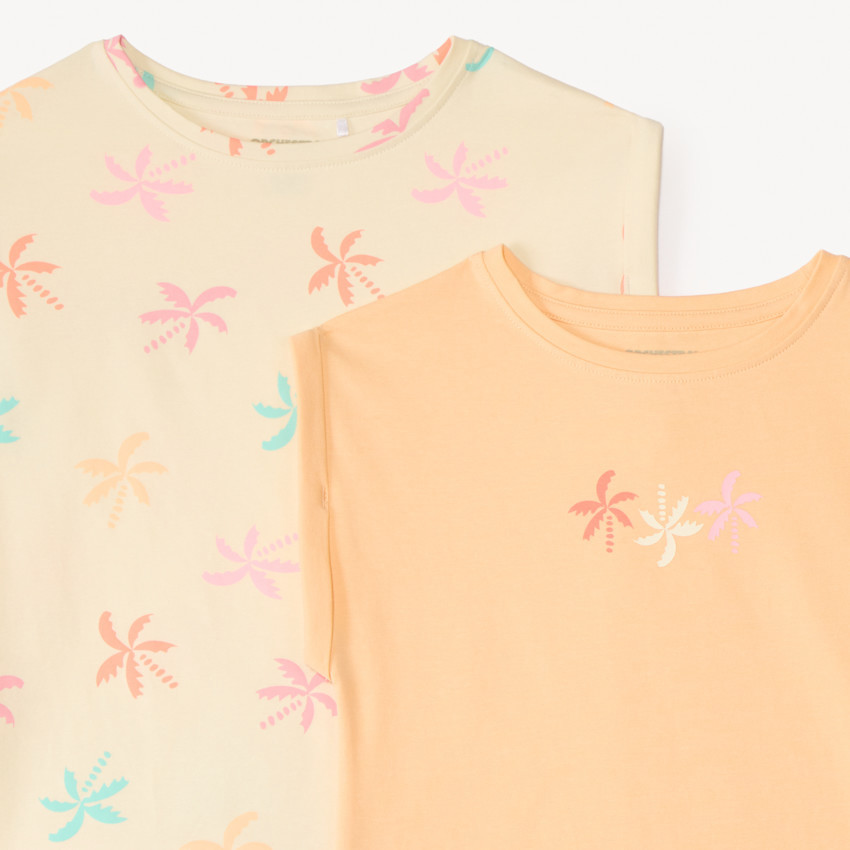 Lote de 2 camisetas de manga corta con forma de caja para niña 