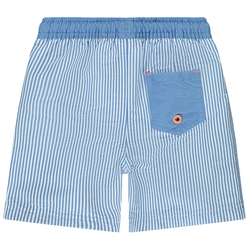 Bañador corto de rayas en seersucker para bebé niño 
