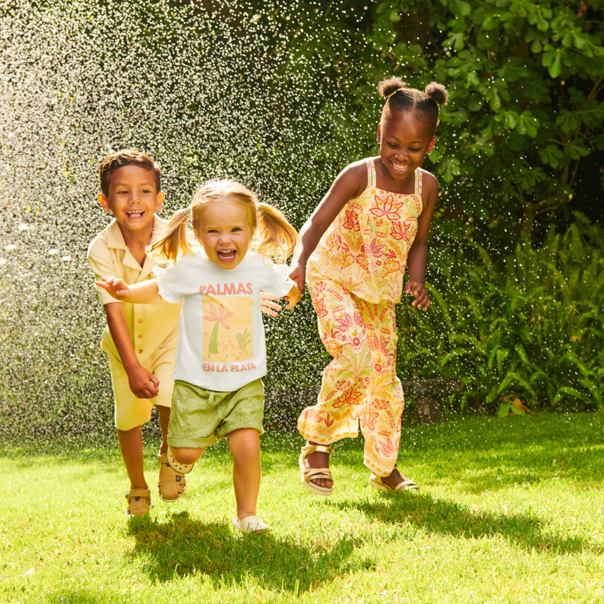 Conjunto de 2 piezas camiseta + pantalones cortos con estampado de palmeras para niña bebé 