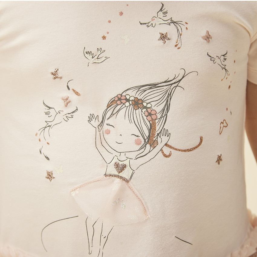 Vestido efecto 2 en 1 con tul estampado de mariposas para bebé niña  Additional Vestido efecto 2 en 1 con tul estampado de mariposas para bebé niña