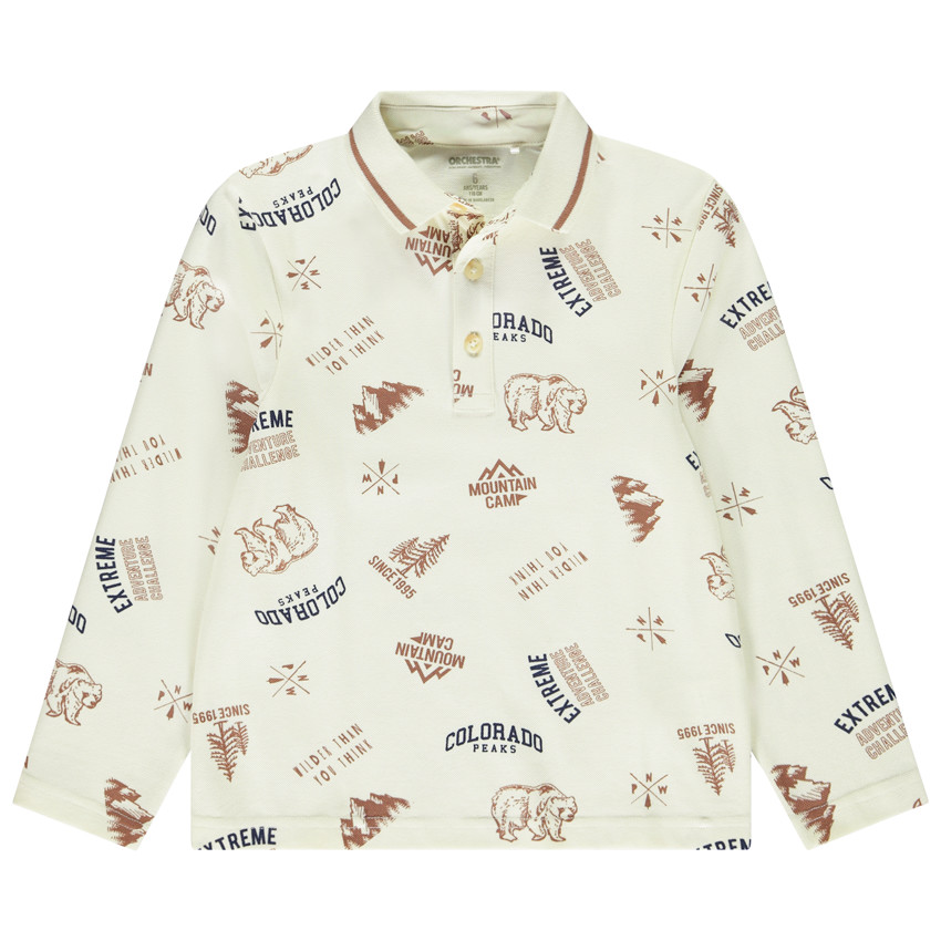 Polo de manga larga con estampado fantasía para niño 