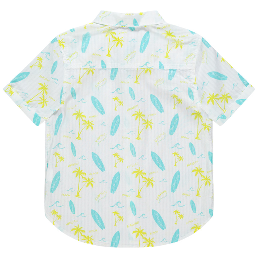 Camisa manga corta print palmeras y tablas 